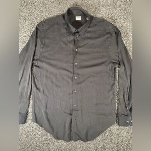 Armani Collezioni Men’s Large Button Up Long Sleeve Shirt Black White Stripes